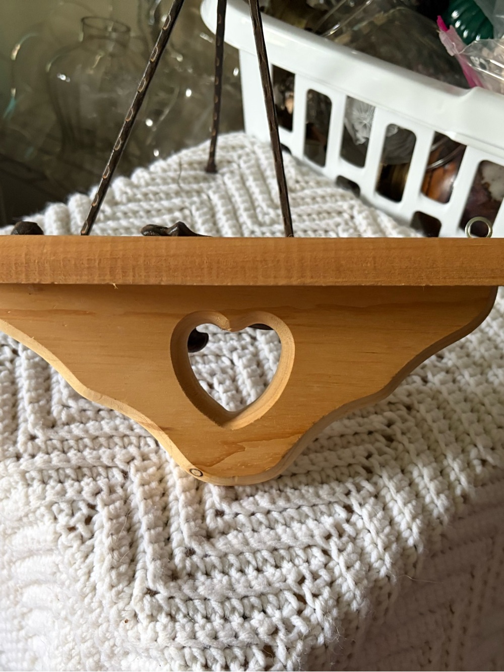 Wooden Heart Cutout Shelf Bracket - Natural Pine